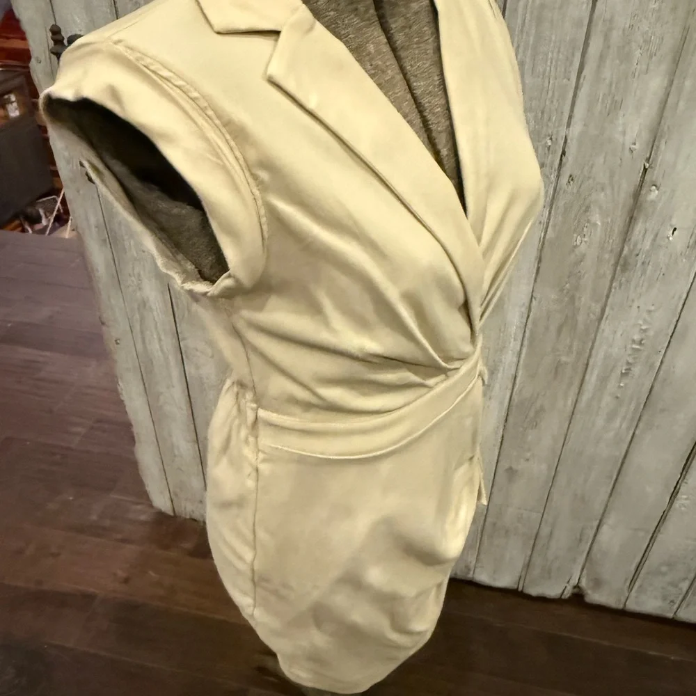 Chic Cream Sleeveless Wrap Dress - Picture 6 of 10